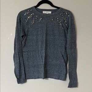 LOFT Women's Charcoal Embellished Sweatshirt